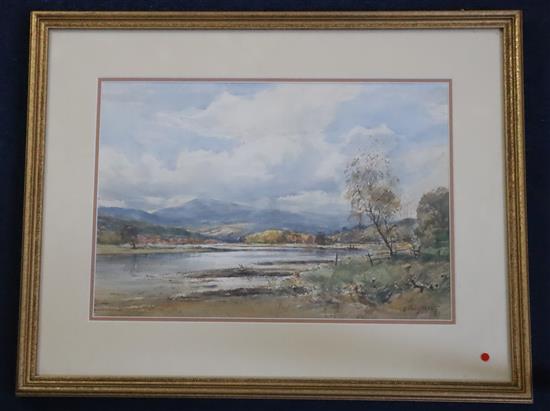 David West (1868-1936) Spey near Foch...shire 9.75 x 14.5in.